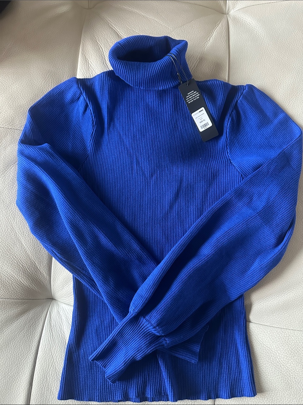 Fashion Nova Cobalt Blue Ribbed Turtleneck Sweater